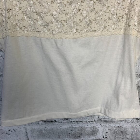 Vintage 90s Y2K Ivory Cotton Sheer Lace Square Neck Crop Tank Top Camisole - Picture 3 of 10